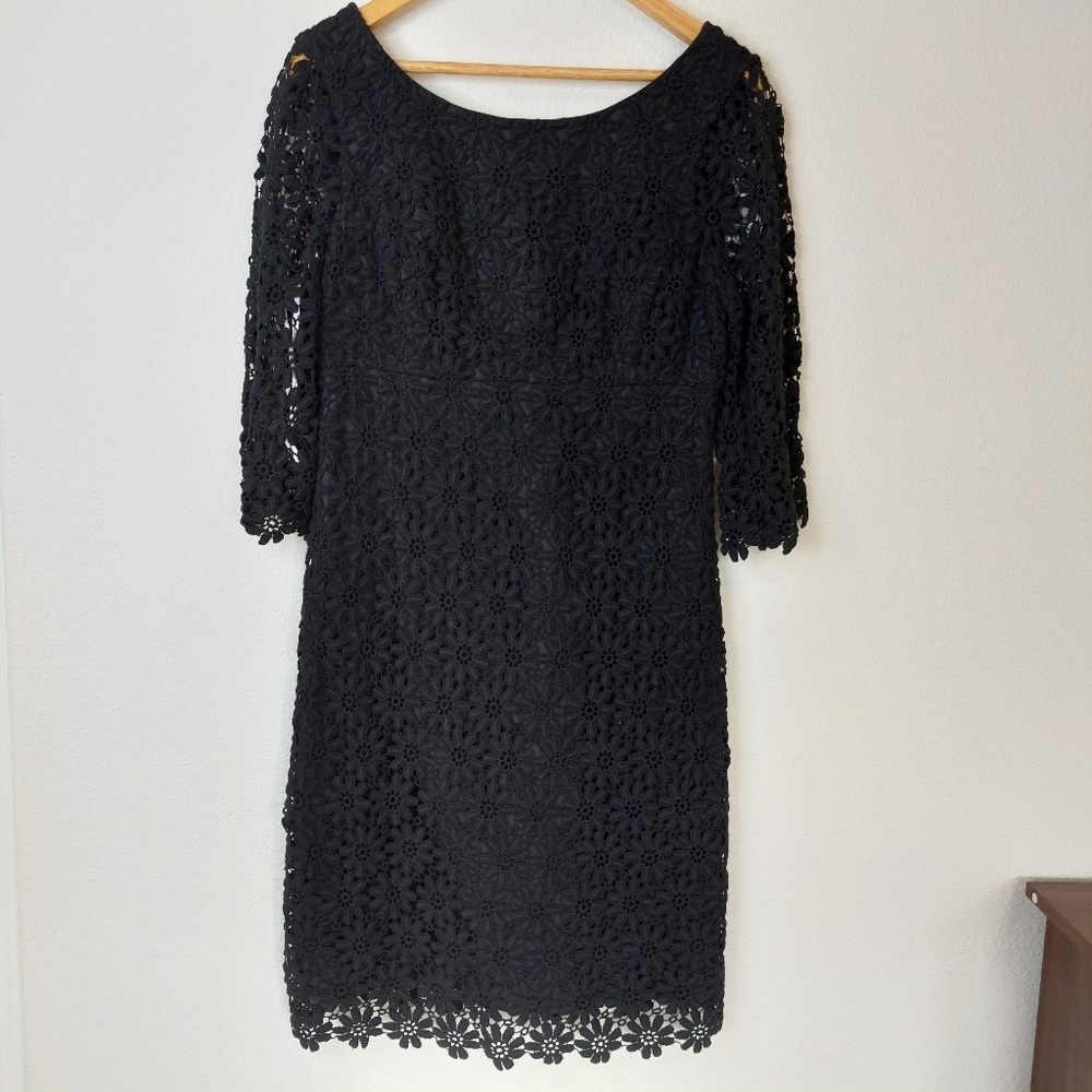 Lilly Pulitzer Shayna Black Eyelet Floral Crochet Lace Sheath Dress Size 10
